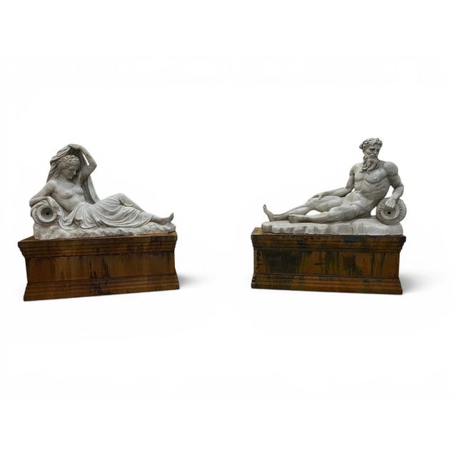 Stone Italian Artist, Large Sculptures of Greek Mythological Figures, 1990, Marble, Set of 2 For Sale - Image 7 of 8
