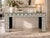 Console Table with Mirrored Glass Tiles and Curved Silver Finish Entryway Table, 1980s For Sale - Image 9 of 10