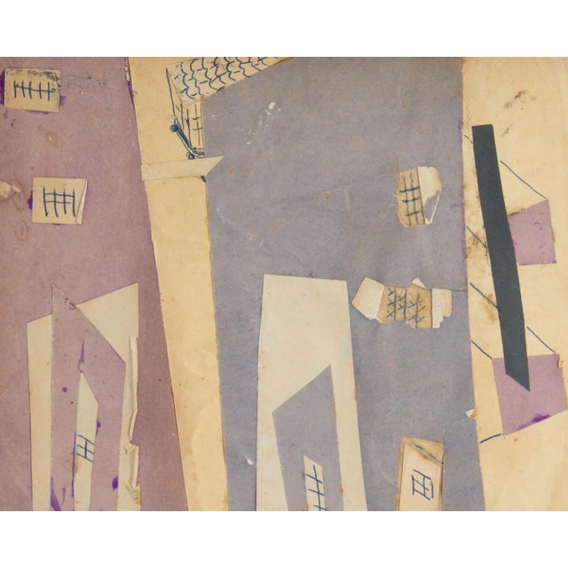 David Sinclair Nixon 1961 Signed Cityscape Paper Collage For Sale - Image 4 of 9