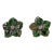 Pair Dark Green Jade Stone Flower Petal Shape Earrings Display Art For Sale