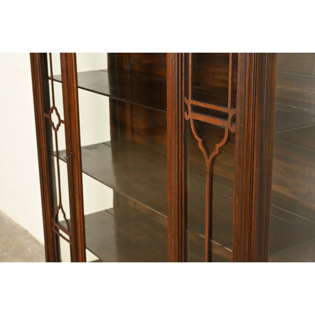 Brown Berkey & Gay Style Antique Chippendale Carved Mahogany Bookcase Cabinet, Circa 1920s For Sale - Image 8 of 13