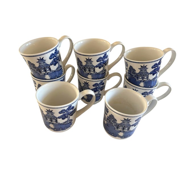 Johnson Brothers Johnson's Brothers Blue Willow Chinoiserie Mugs Made in England -Set of 8 For Sale - Image 4 of 12