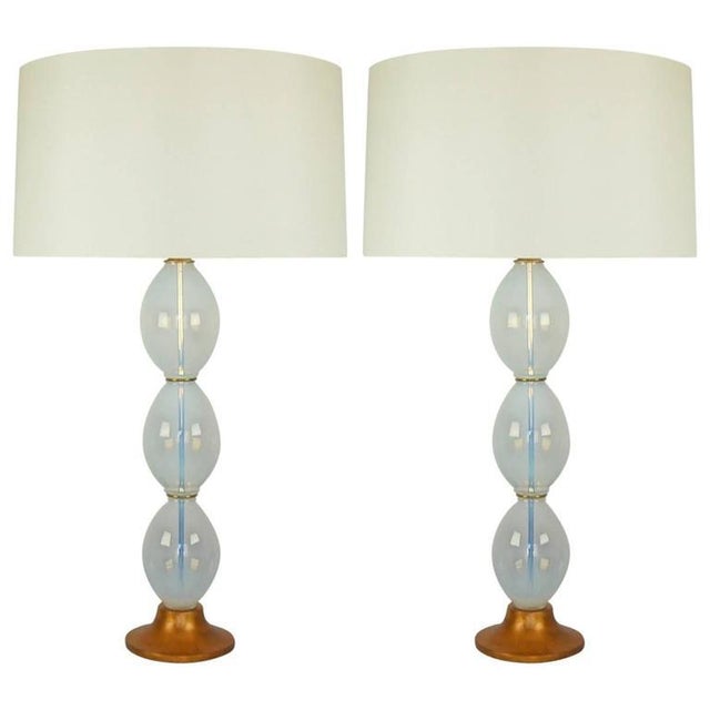 Vintage Murano White Opaline Glass Lamps For Sale - Image 9 of 10