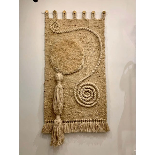 Mid-Century Modern Large Handwoven Wool Wall Art / Tapestry Attributed to Jane Knight For Sale - Image 3 of 12