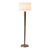 Scalloped Floor Lamp - Walnut, Weathered Brass, White Linen, on/Off Pull Chain For Sale