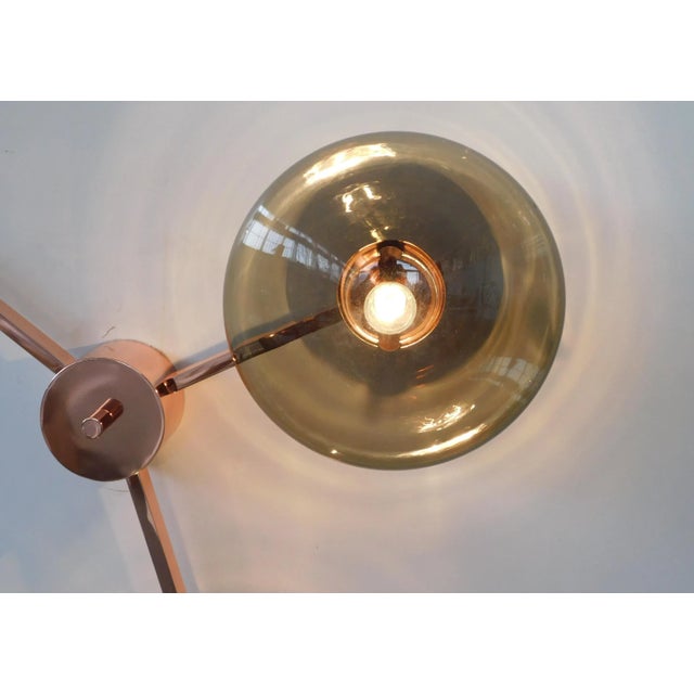 Fabio Ltd Trio Polished Copper Smoky Glass Flush Mount by Fabio Ltd For Sale - Image 4 of 5