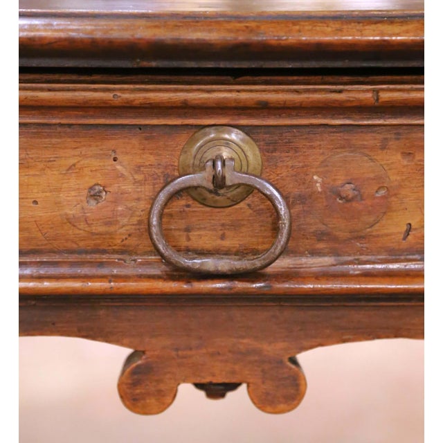 18th C. French Louis XIII Walnut Table Desk With Barley Twist Legs and Drawer For Sale - Image 10 of 17