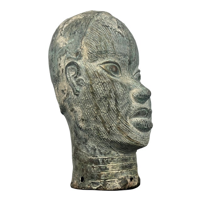Benin Patinated Bronze Head For Sale