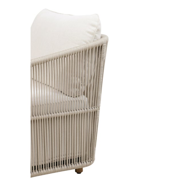 Contemporary Alpine Teak Wood Outdoor Loveseat With Gray Rope Design For Sale - Image 3 of 15