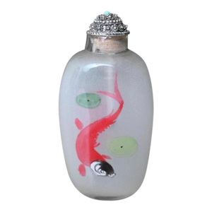 Chinese "Nei Hua" Inside-Painted Glass Snuff Bottle - Koi Fish & Lotus