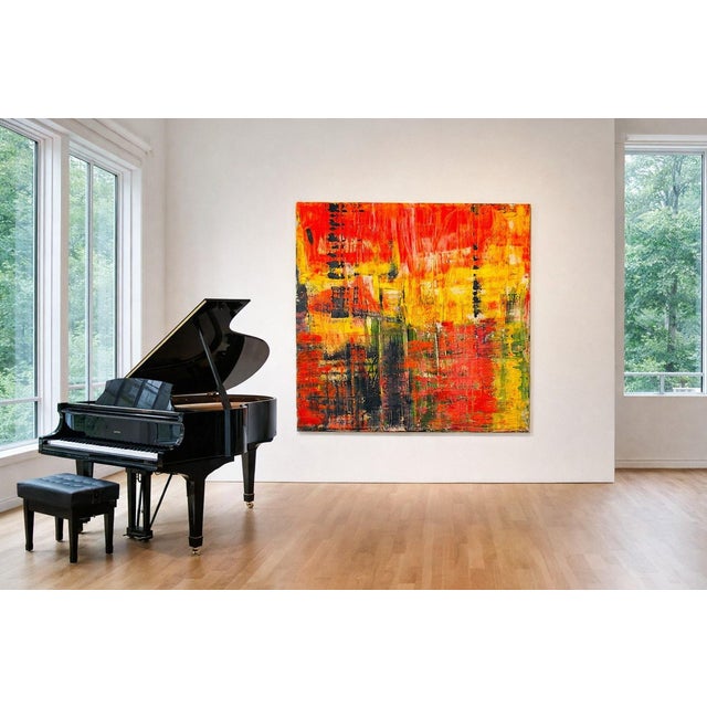 Textile The Fire Inside Abstract Expressionism Acrylic Painting by Shabs Beigh For Sale - Image 7 of 9