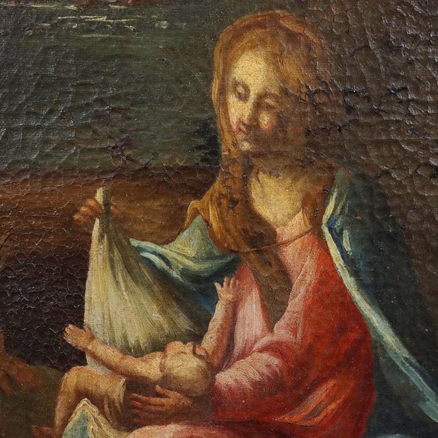 Rest on the Flight Into Egypt, 19th Century, Oil on Canvas For Sale - Image 4 of 11