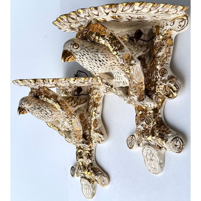 English Ceramic Bird Wall Bracket Shelves, Pair, 19th Century For Sale - Image 13 of 13