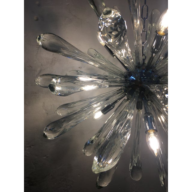 Murano Glass Ice Clear Sputnik Italian Chandelier For Sale - Image 11 of 12