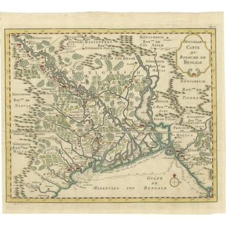 Regional Map of the Gulf of Bengal and the Lower Ganges River, 1750 For Sale