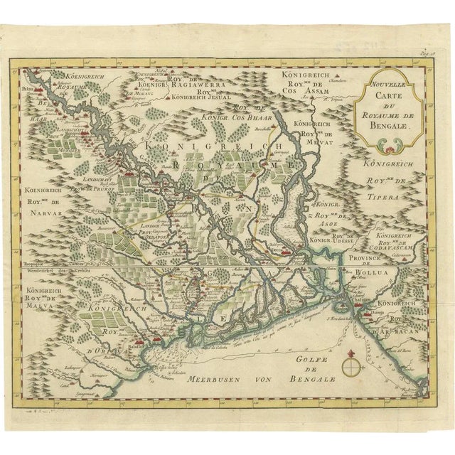 Regional Map of the Gulf of Bengal and the Lower Ganges River, 1750 For Sale