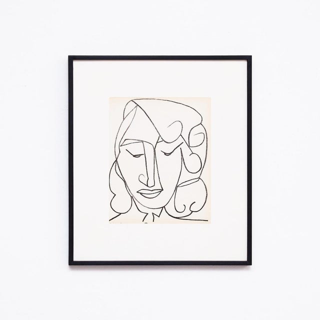 Modern Françoise Gilot, Portrait Head of a Woman, 1951, Lithograph, Framed For Sale - Image 3 of 10