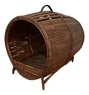 1930s Deco Bamboo & Rattan Dog Bed Carrier