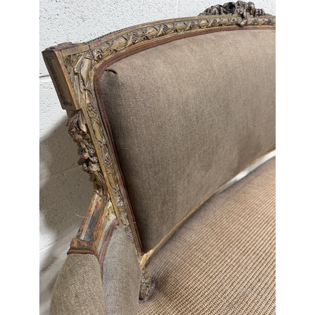 Textile 19th Century Heavily Carved Louis VXISettee For Sale - Image 7 of 10