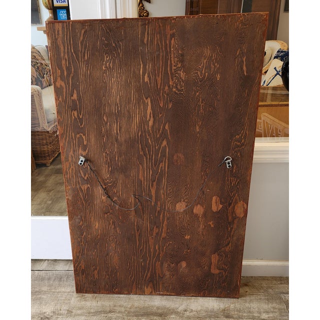 Rare Vintage Burnt Bamboo Floating Console Table and Wall Mirror For Sale - Image 11 of 12