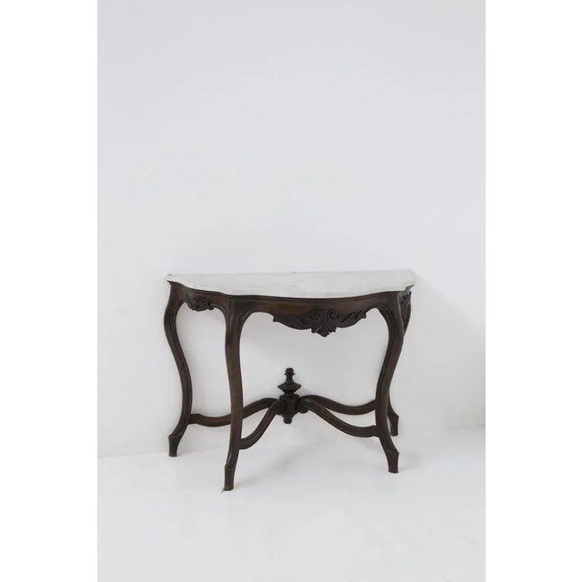 Antique Italian Console Table in Wood and White Marble, 1890 For Sale - Image 6 of 7