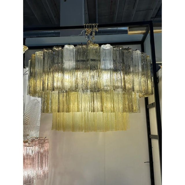 Early 21st Century Italian Tronchi Murano Glass Chandelier in Amber and Fumè by Simoeng For Sale - Image 5 of 8