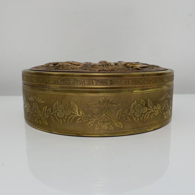 19th Century Brass and Embossed Copper Box, France For Sale - Image 11 of 14