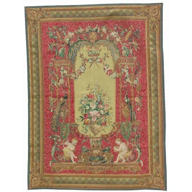 Textile Vintage Tapestry Depicting Children Playing Music For Sale - Image 7 of 9