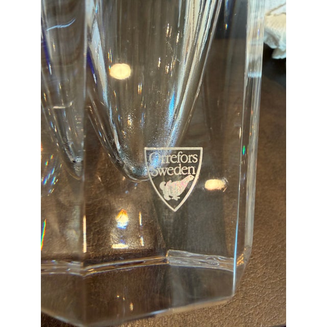 Modern Large Orrefors Architectural Style Crystal Vase For Sale - Image 3 of 11
