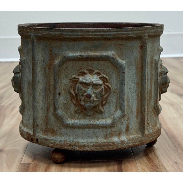 Antique Cast Iron Lion Head Planter For Sale In Kansas City - Image 6 of 11