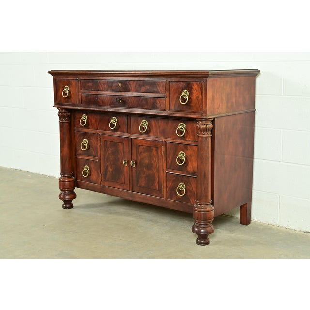 Victorian Ralph Lauren Style American Empire Flame Mahogany Master Chest of Drawers by Henredon For Sale - Image 3 of 17