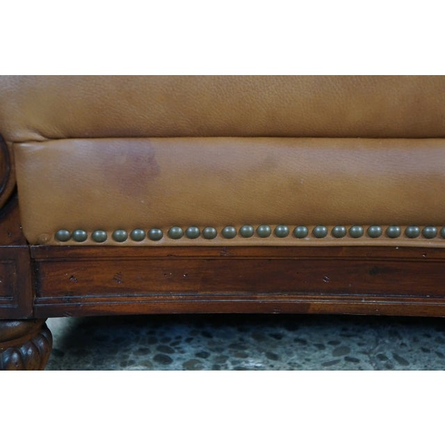 Vintage Rapallo Oversized Leather Club Lounge Reading Library Armchair 45" For Sale - Image 4 of 18