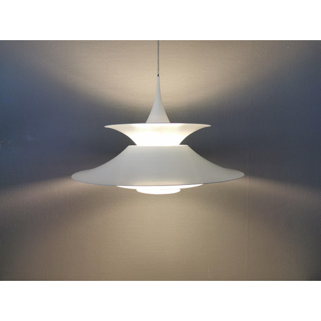 Vintage Scandinavian Radius Hanging Lamp in White Metal by Erik Balslev for Fog & Mørup, 1970s For Sale - Image 3 of 14