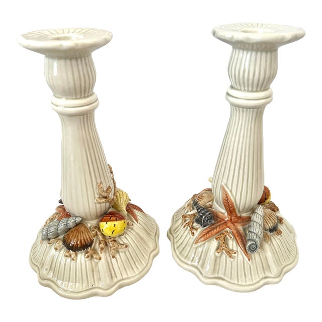 Vintage Fitz & Floyd "Shell" Pillar Holders For Sale