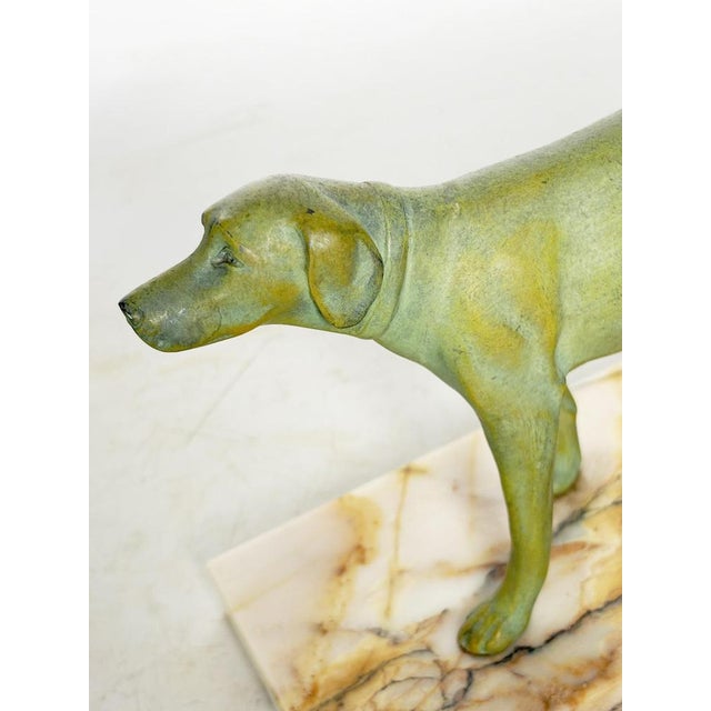 19th Century Dog Sculptures in Bronze and Marble, France, Set of 2 For Sale - Image 9 of 13