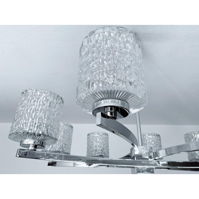 Large Glass and Chrome Pendant Light from Kaiser-Leuchten, 1970s For Sale - Image 15 of 17