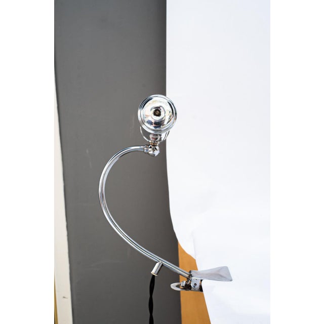 1920s Art Deco Nickel Clamp Table Lamp, Vienna, 1920s For Sale - Image 5 of 18