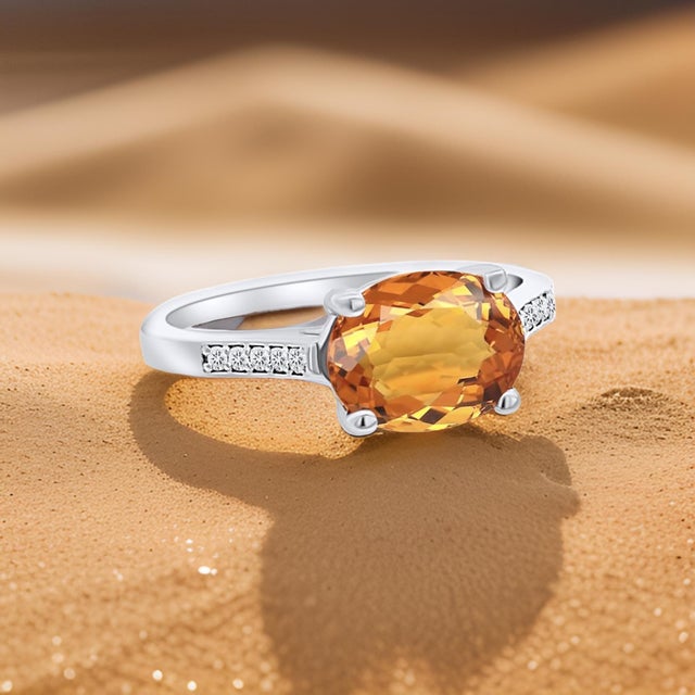 Natural Orange Sapphire Diamond Ring 6.75 14k W Gold 2.6 TCW Certified For Sale - Image 10 of 18