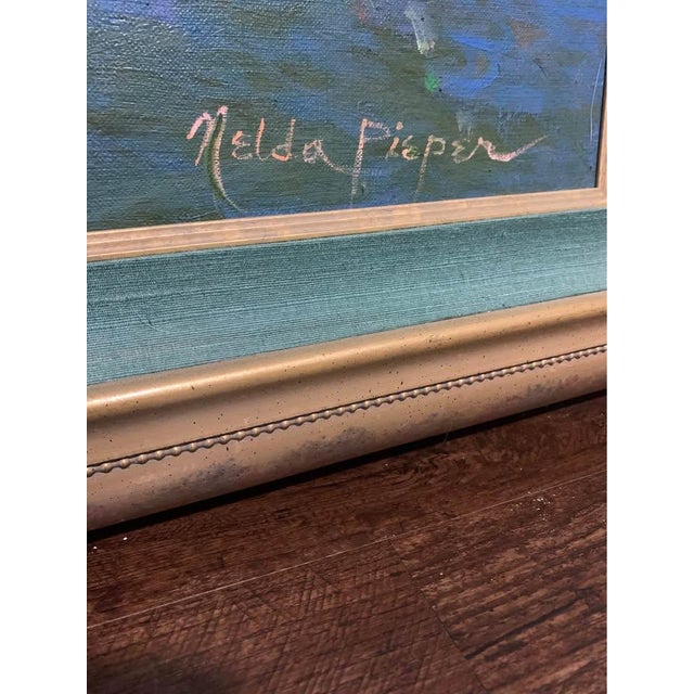 1990s Monumental Original Oil on Canvas by Nelda Pieper | "Enlightened Reflection" | 55" Large For Sale In Dallas - Image 6 of 7