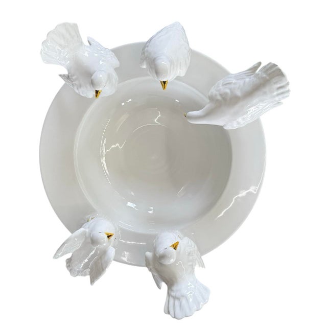 Cream Vintage Italian Majolica Bird Bath For Sale - Image 8 of 8