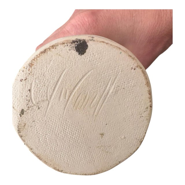 Late 20th Century Late 20th Century Signed Ivory Ceramic Cattail Vase With Sculptural Folded Rim Organic Modern For Sale - Image 5 of 7