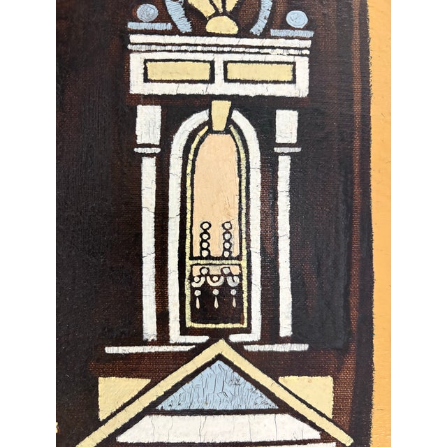 Wood Mid-Century Architectural Painting by Fred Kulick, Framed For Sale - Image 7 of 12
