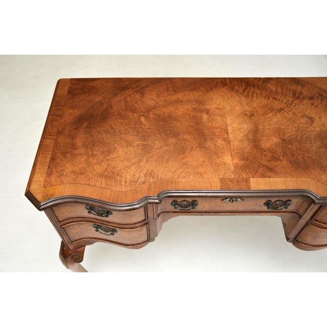 Wood Queen Anne Figured Walnut Desk, 1930s For Sale - Image 7 of 11