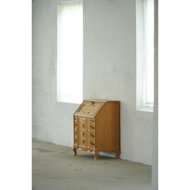 Vintage Danish Oak Drop‑Front Secretaire, 1950s For Sale - Image 15 of 18