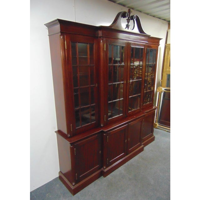 Chippendale Bookcase breakfront by Feldenkreis of Philadelphia , Solid Mahogany , comes apart in 2 sections, 4 galls doors...