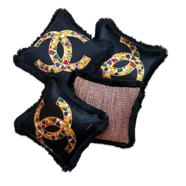 Vintage finds exclusively ours.&nbsp; Our vintage Chanel silk scarf pillows are sustainably sourced, locally made with a...