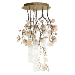 Small Round Flower Power Pink-Cream Magnolia Chandelier from VGnewtrend, Italy