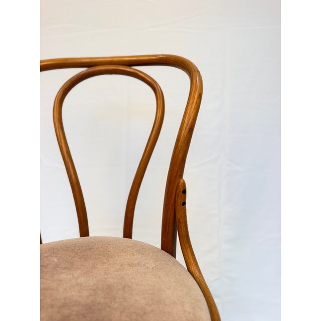 Tan Vintage Thonet Bentwood Café Chair With Upholstered Seat and Original Labels For Sale - Image 8 of 10