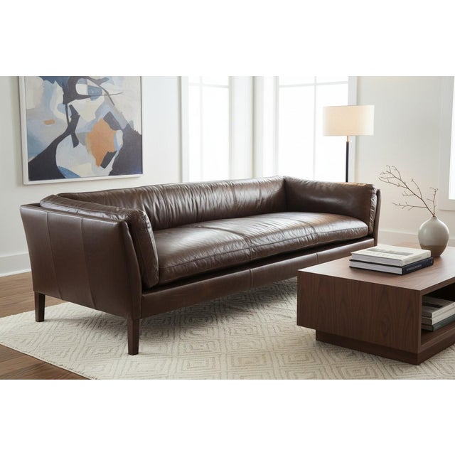 Contemporary Restoration Hardware Sorensen Sofa in Tobacco Brown Leather With Natural Patina For Sale - Image 3 of 18