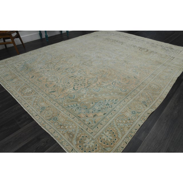 1970s 1970s Vintage Persian Handmade Wool Cotton Neutral Area Rug For Sale - Image 5 of 11